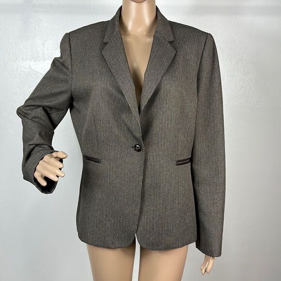 Tahari Jackets & Blazers - Tahari Brown One Button Closure Blazer Jacket Size 12